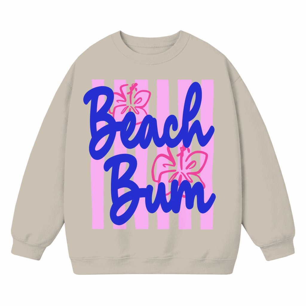 Stripes Beach Life Beach Bum Crewneck Sweatshirt - Cute Summer Vibes Gift for women, Beach Holiday Lovers - front view