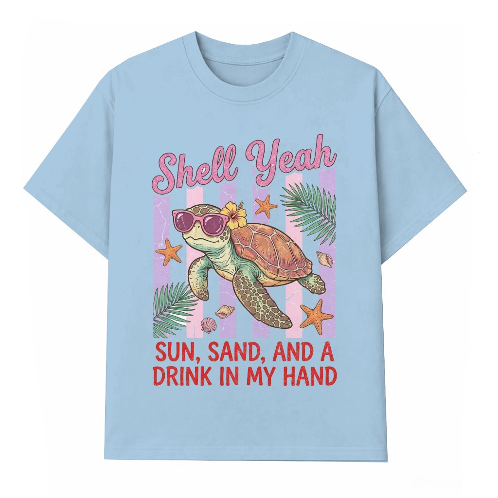 Vintage Shell Yeah T-Shirt - Cute Sea Turtle Graphic Shirt - Funny Summer Vacation Gift for women, Turtle Lovers - front view