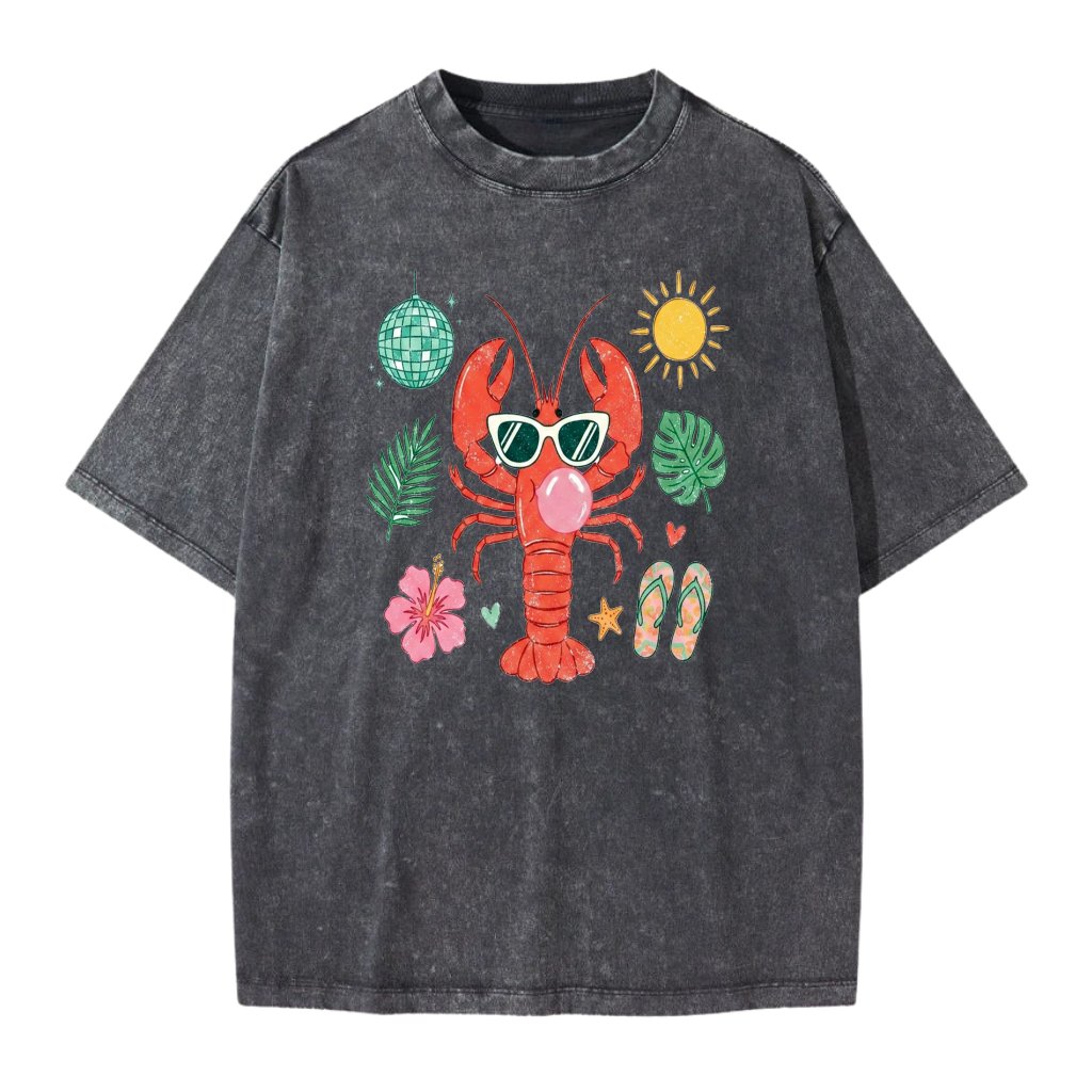 Cute Sea Lobster Wash Tee - Funny Tropical Beach Summer Vacation Gift for women - front view