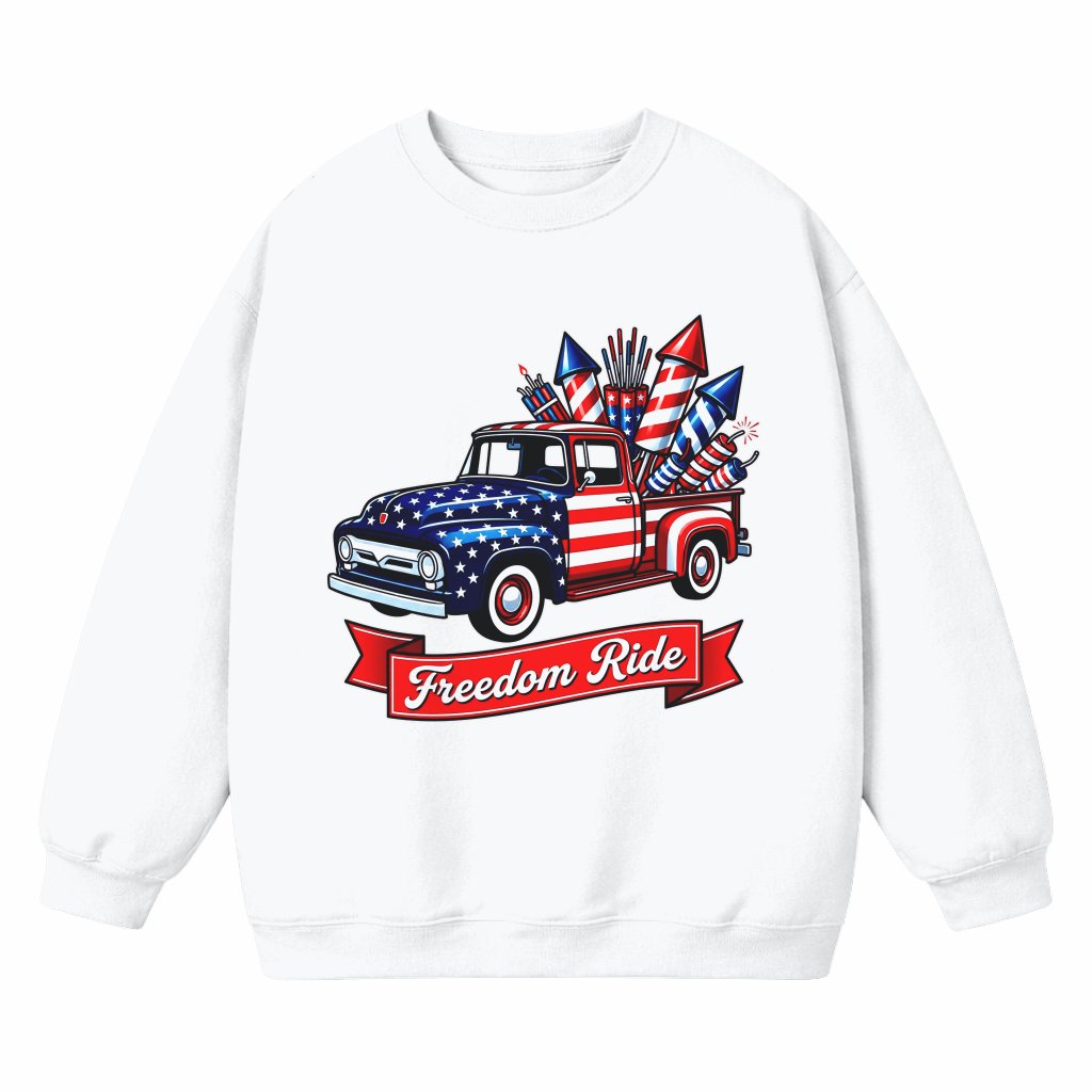 Freedom Ride USA Fireworks Truck Sweatshirt - Perfect Independence Day Gift for men & women - front view