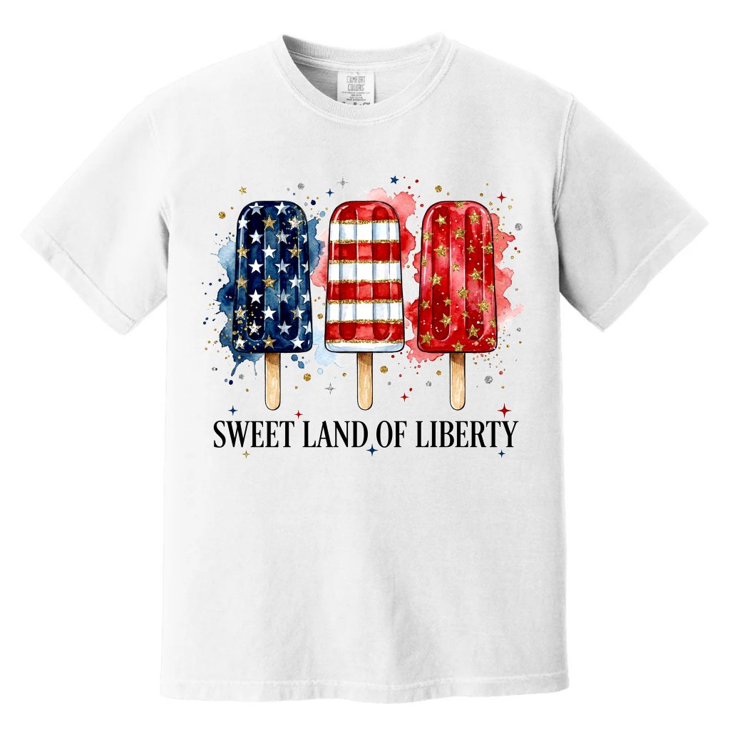 Comfort Colors Sweet Land Of Liberty Patriotic USA Ice Cream Shirt - Funny 4th of July Gift for men and women - front view