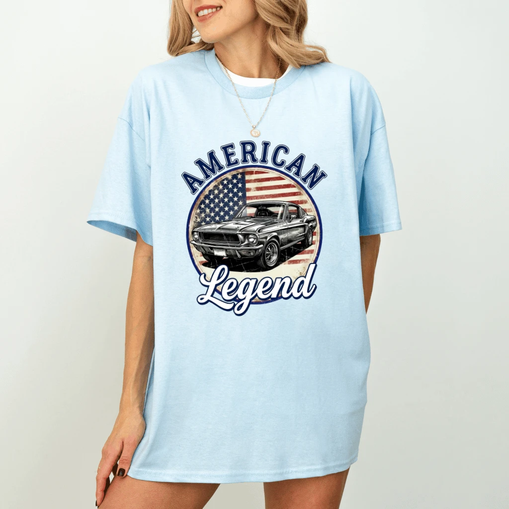 American Legend Patriotic Truck T-shirt - USA Flag Truck 4th of July Gift for men and women - detail view