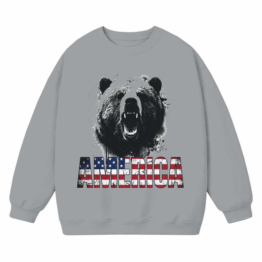 Vintage American Bear Sweatshirt - 4th of July America Independence Day Gift for Bear Lovers - front view