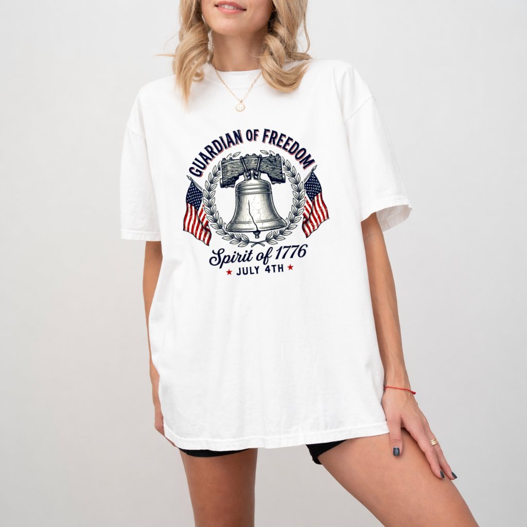 Comfort Colors 4th of July America Guardian of Freedom Shirt - Spirit of Freedom 1776 Shirt - Ideal USA Independence Day Gift for men & women - detail view