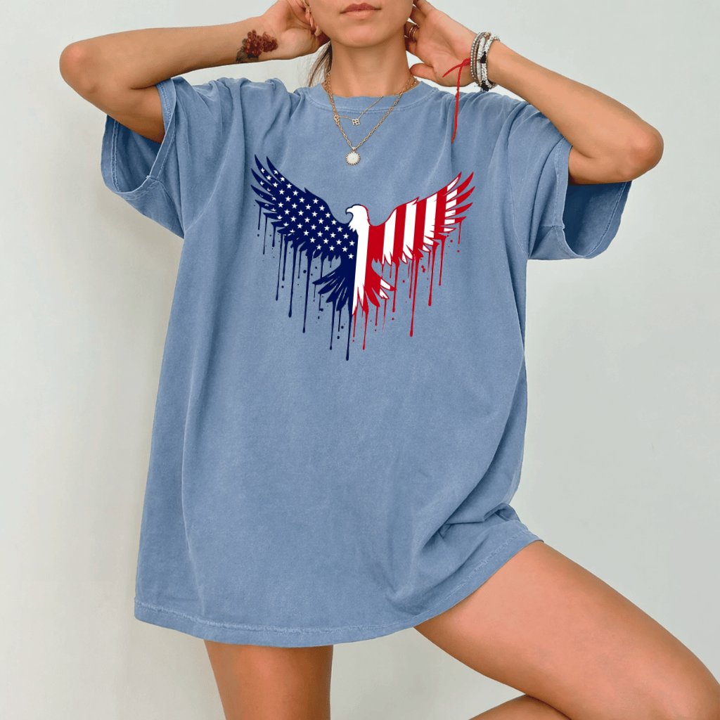 Comfort Colors 4th of July USA Flag Eagle Shirt - Patriotic Eagle Shirt - Ideal American Independence Day Gift for men & women - back view