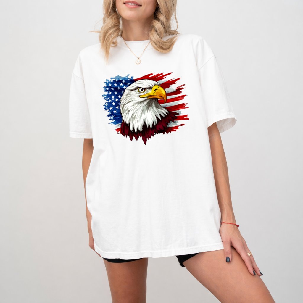 Comfort Colors American Patriotic Eagle Shirt - 4th of July USA Flag Shirt - Funny Independence Day Gift for men women - back view