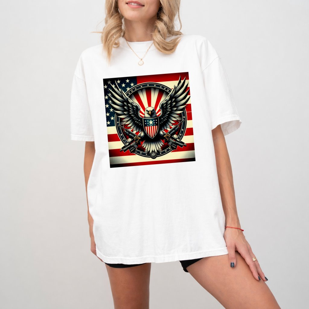 Comfort Colors Eagle Patriotic Shirt - 4th of July USA Flag Shirt - Funny Independence Day Gift for men women - detail view