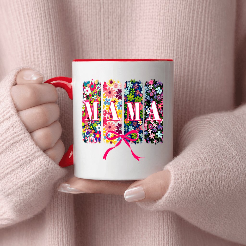 Colorful Floral Coquette Mama Accent Mug - Mama's Garden Gift for women - back view