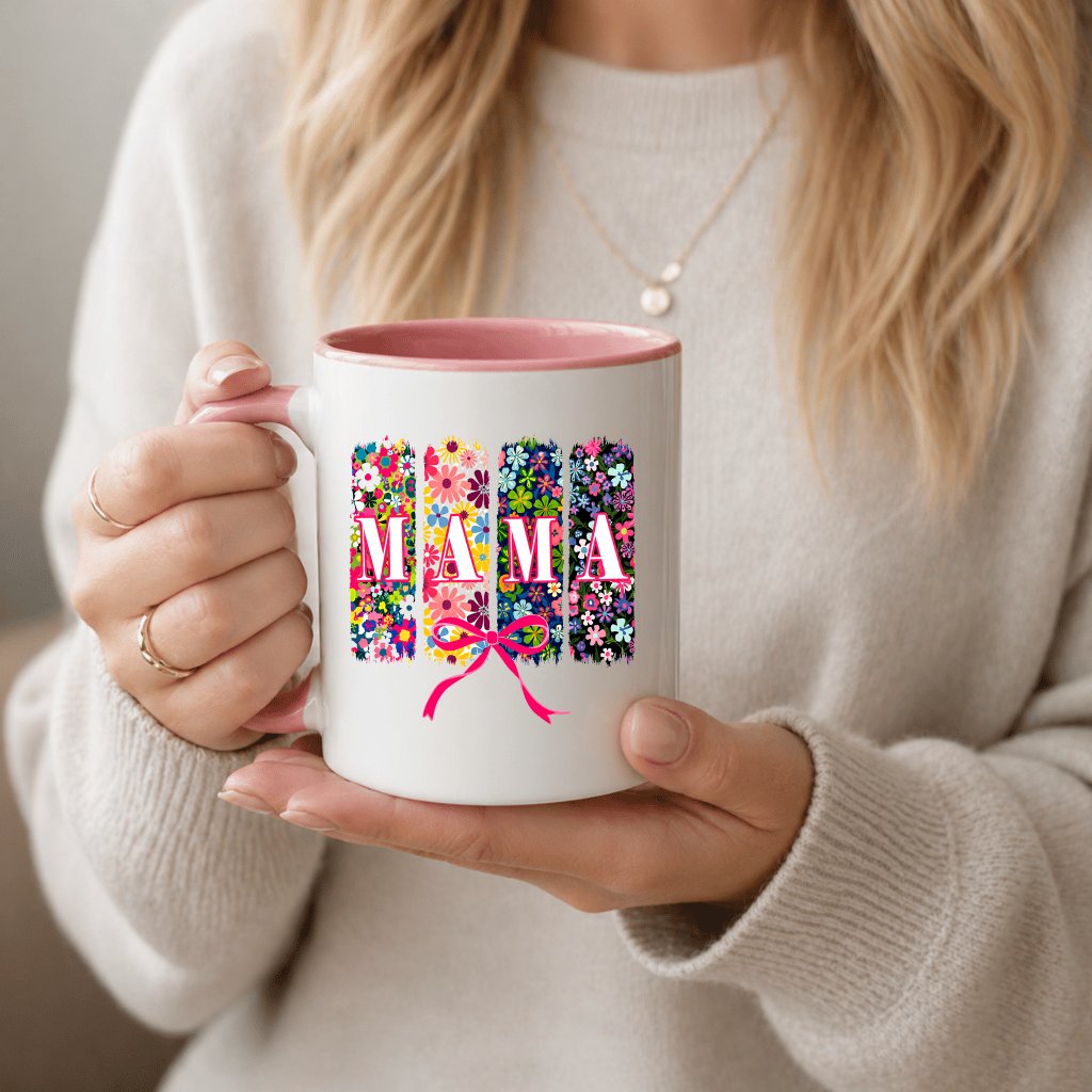 Colorful Floral Coquette Mama Accent Mug - Mama's Garden Gift for women - detail view