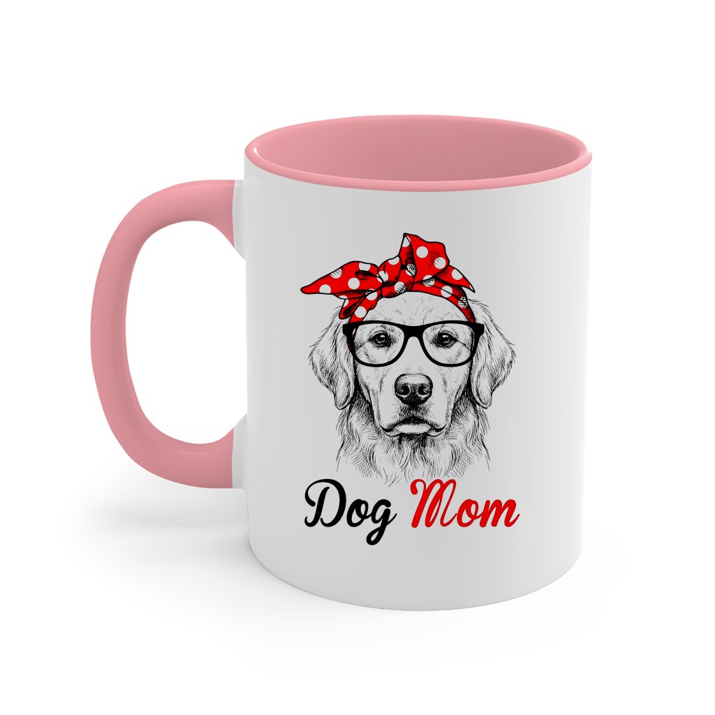 Dog Mom Accent Mug - Cute Dog With Glasses and Bow Mug - Funny Mother's Day Gift for Pet Lovers - front view