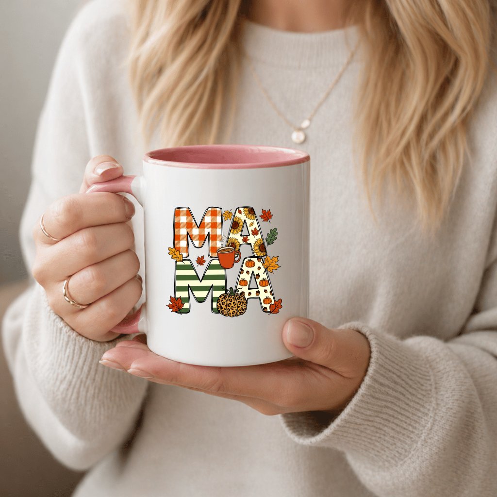 Coquette Pumpkin Mama Accent Mug - Cute Mother's Day Gift for Fall Vibes Lovers - back view
