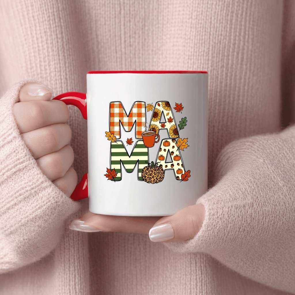 Coquette Pumpkin Mama Accent Mug - Cute Mother's Day Gift for Fall Vibes Lovers - detail view