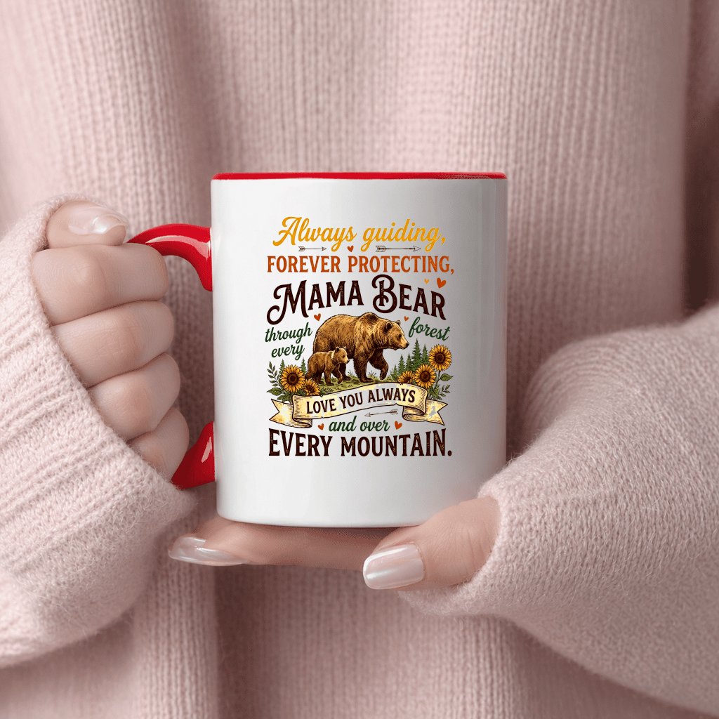 Sunflower Mama Bear Accent Mug - Cute Mother's Day Gift for Mom, Motherhood - back view