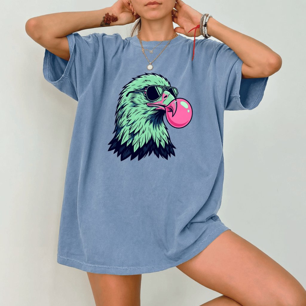 Comfort Colors Preppy America Eagle Blowing Bubble Gum Funny Patriotic Shirt - Independence Day Gift for Eagle Lovers - back view