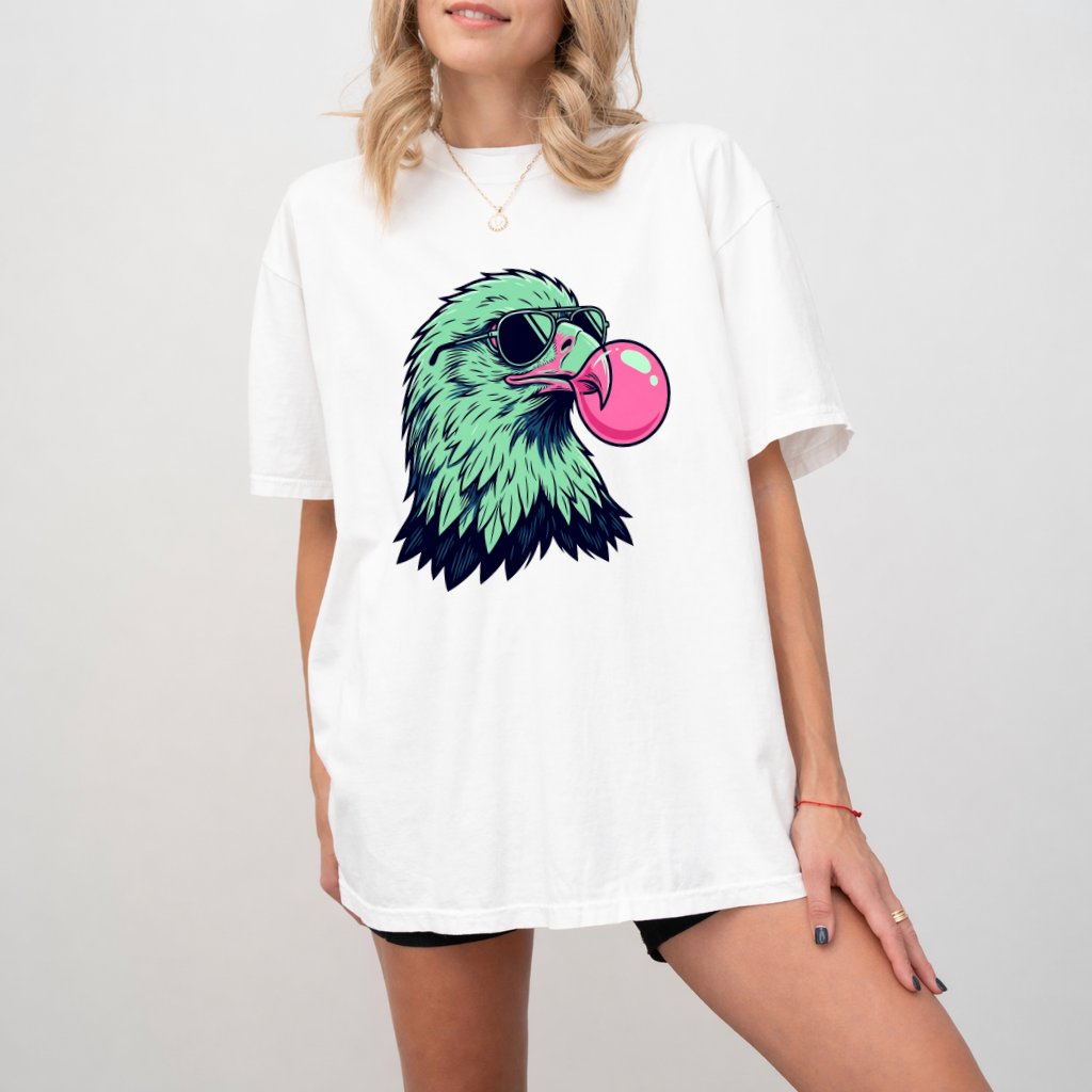 Comfort Colors Preppy America Eagle Blowing Bubble Gum Funny Patriotic Shirt - Independence Day Gift for Eagle Lovers - detail view