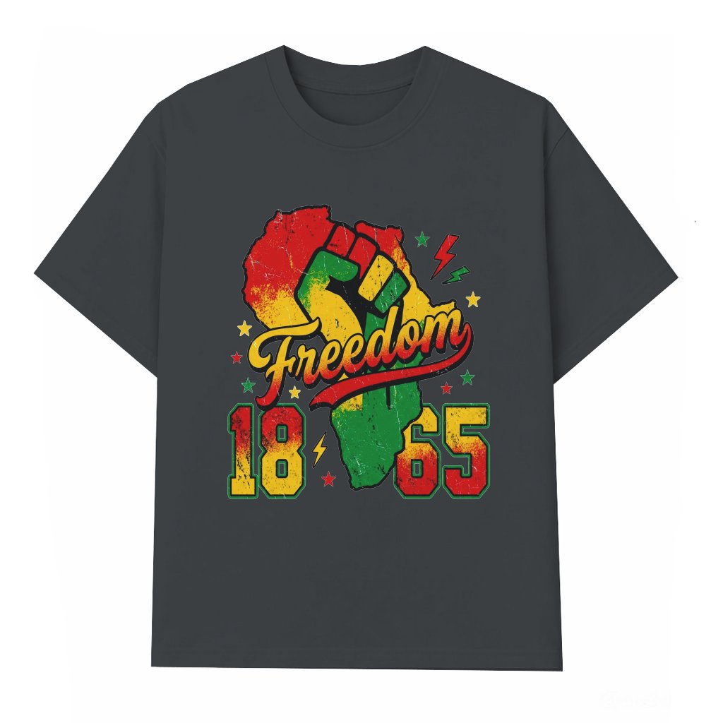 Retro 1865 Freedom African American Pride T-Shirt - Black History Month Gift for Him & Her - front view