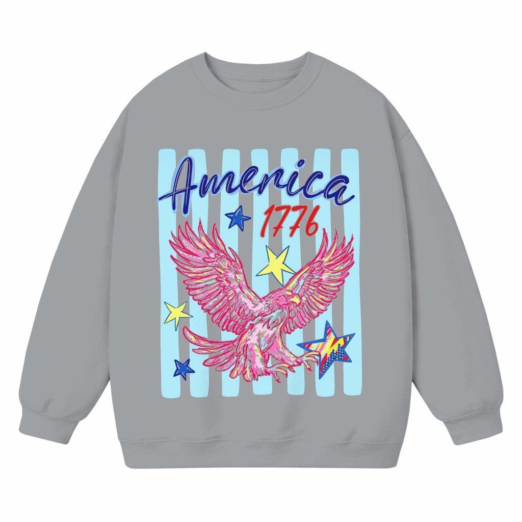 Preppy Stars and Stripes America 1776 Eagle Sweatshirt - Perfect USA Patriotic Gift for Her - front view