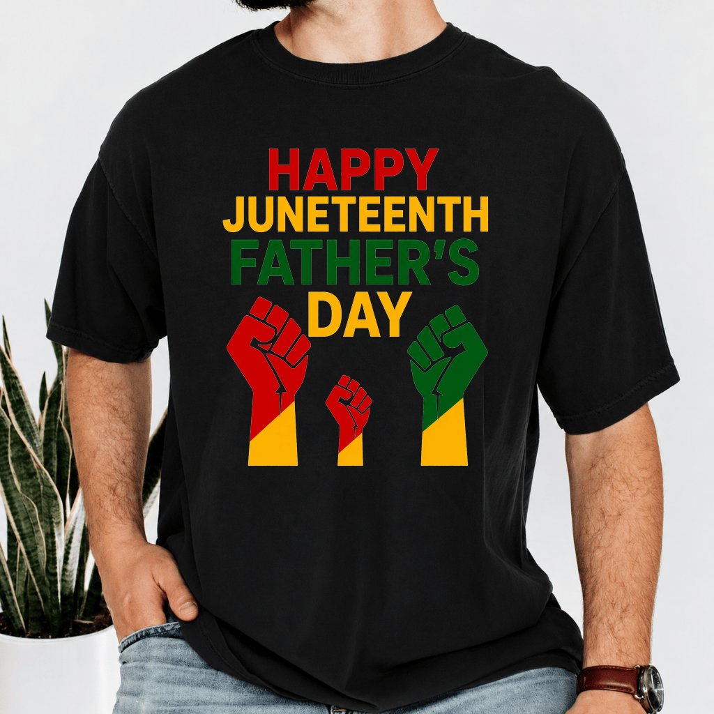 Comfort Colors Happy Juneteenth Father's Day Shirt - African American Juneteenth Gift for Dad - back view