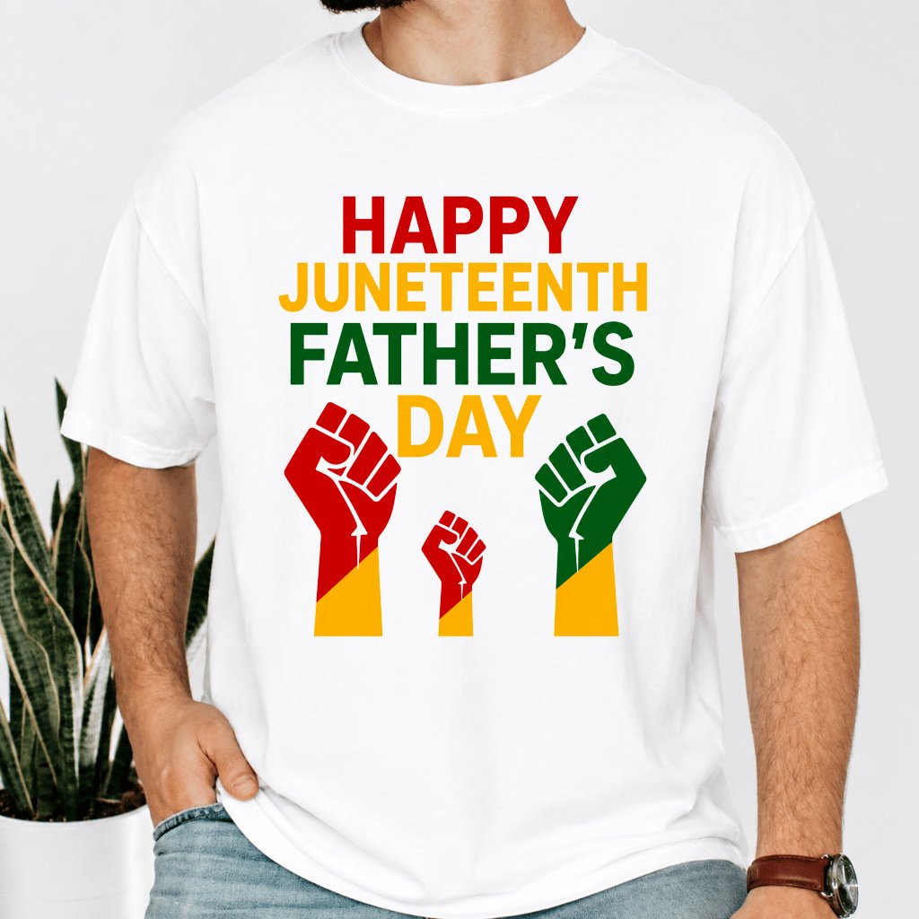Comfort Colors Happy Juneteenth Father's Day Shirt - African American Juneteenth Gift for Dad - detail view
