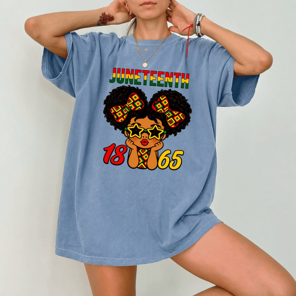 Comfort Colors Melanin Queen Juneteenth 1865 Shirt - African American Juneteenth Gift for Her - detail view