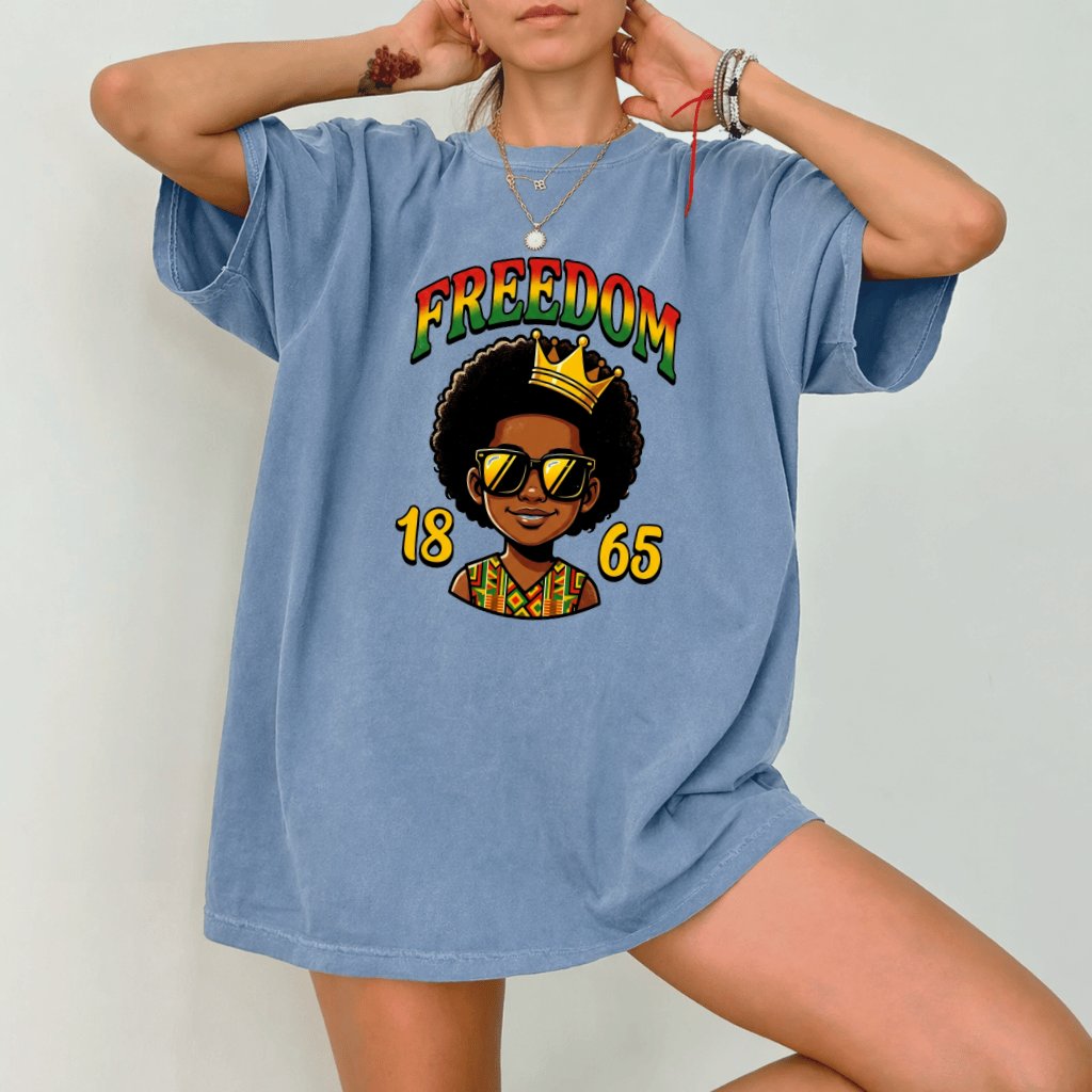 Comfort Colors Freedom 1865 Melanin Queen Shirt - Funny Juneteenth Gift for Her - detail view