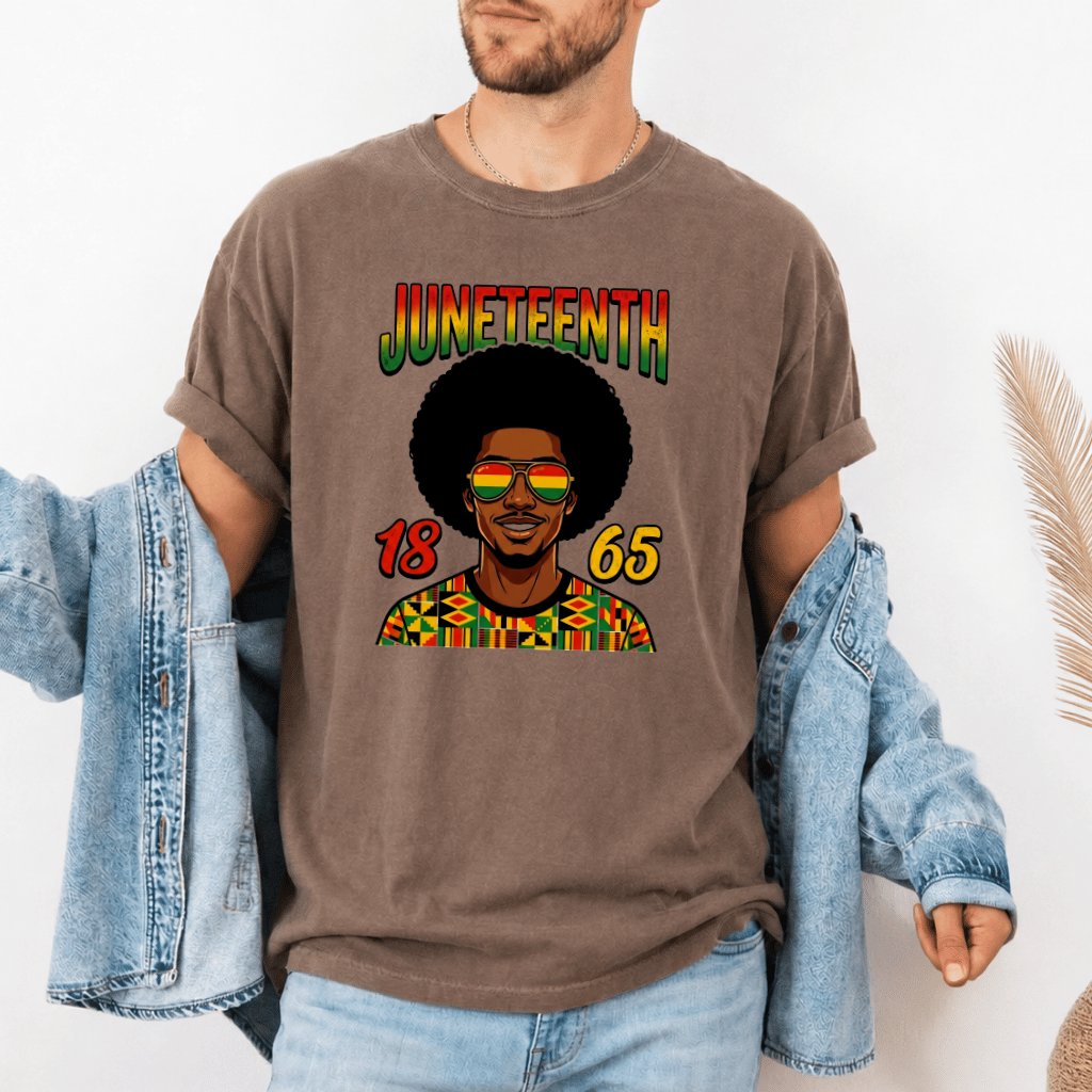 Comfort Colors Black Afro Man Freedom Celebration Juneteenth 1865 Shirt - Black Pride Gift for Him - back view