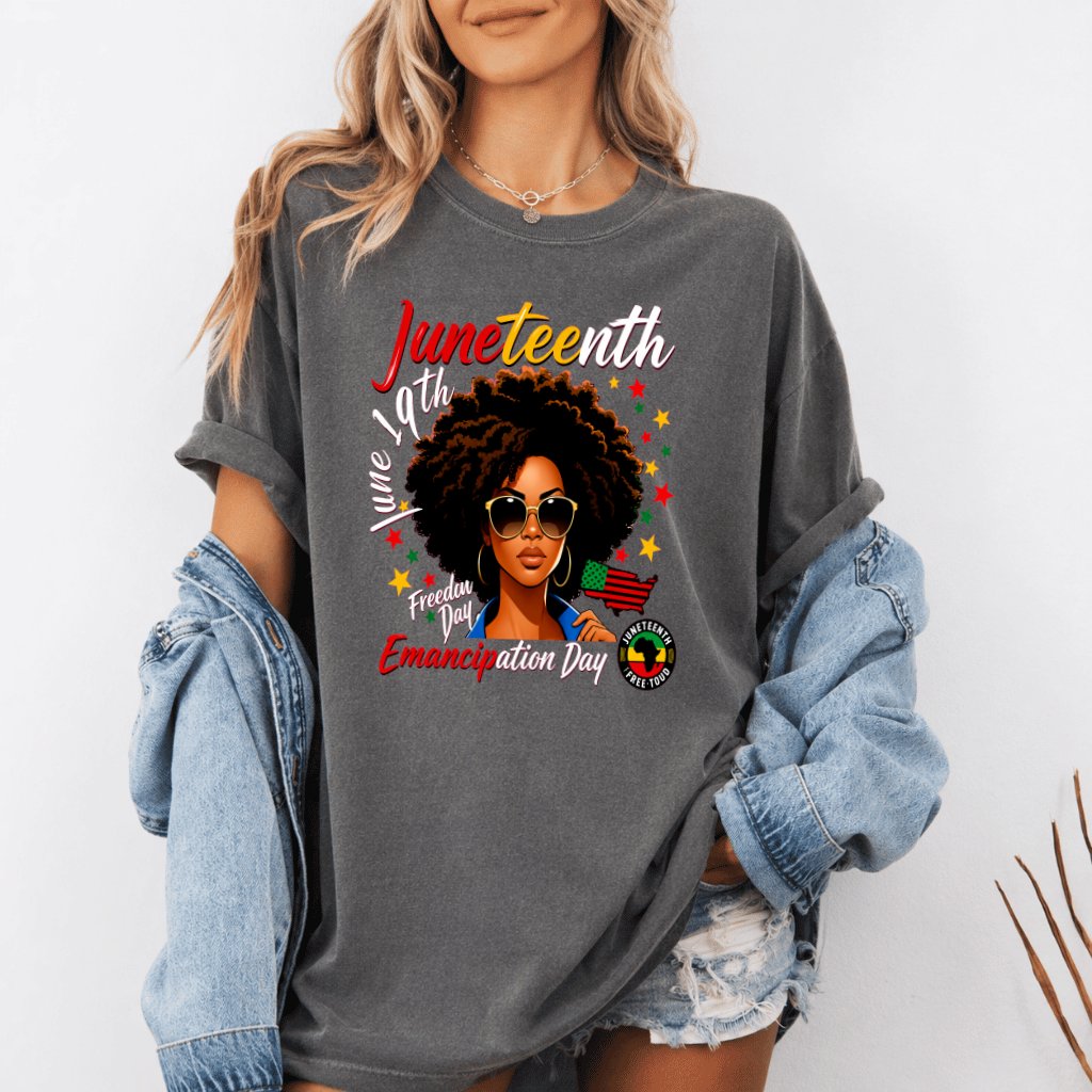 Comfort Colors Black Woman Juneteenth Shirt - Melanin Queen Juneteenth Gift for Her - back view