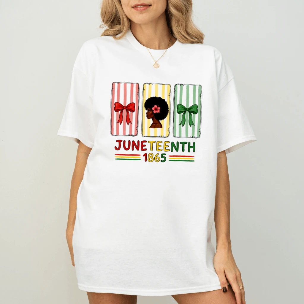 Cute Black Woman Juneteenth 1865 T-Shirt - Juneteenth Gift for Her - back view