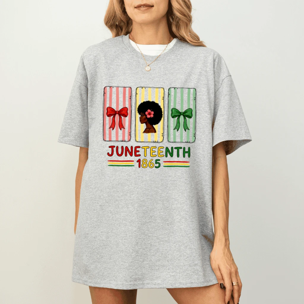Cute Black Woman Juneteenth 1865 T-Shirt - Juneteenth Gift for Her - detail view