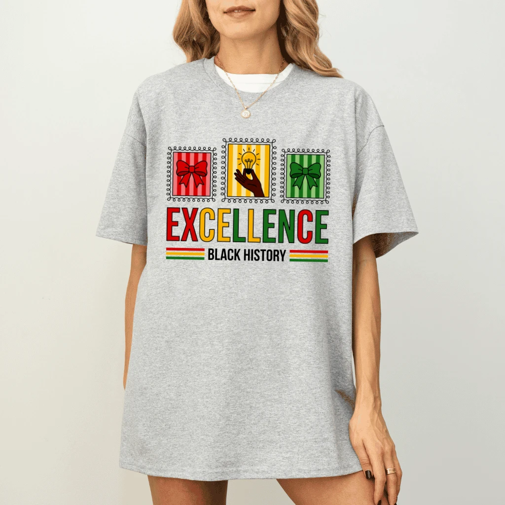 Excellence Black History T-Shirt - Juneteenth Black Pride Gift for Her - detail view