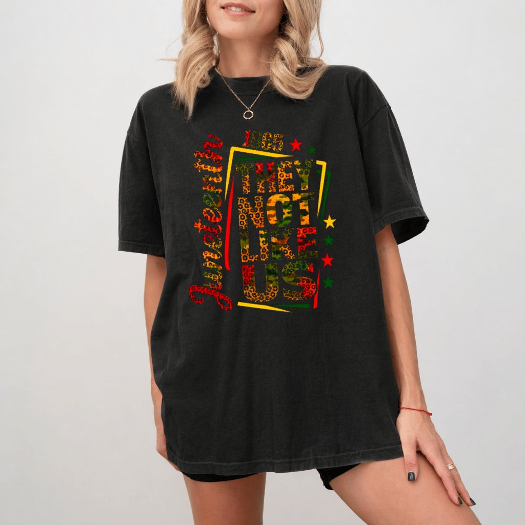 Comfort Colors 1865 Juneteenth They Not Like Us Afro Woman Shirt - Juneteenth Gift for Her - back view