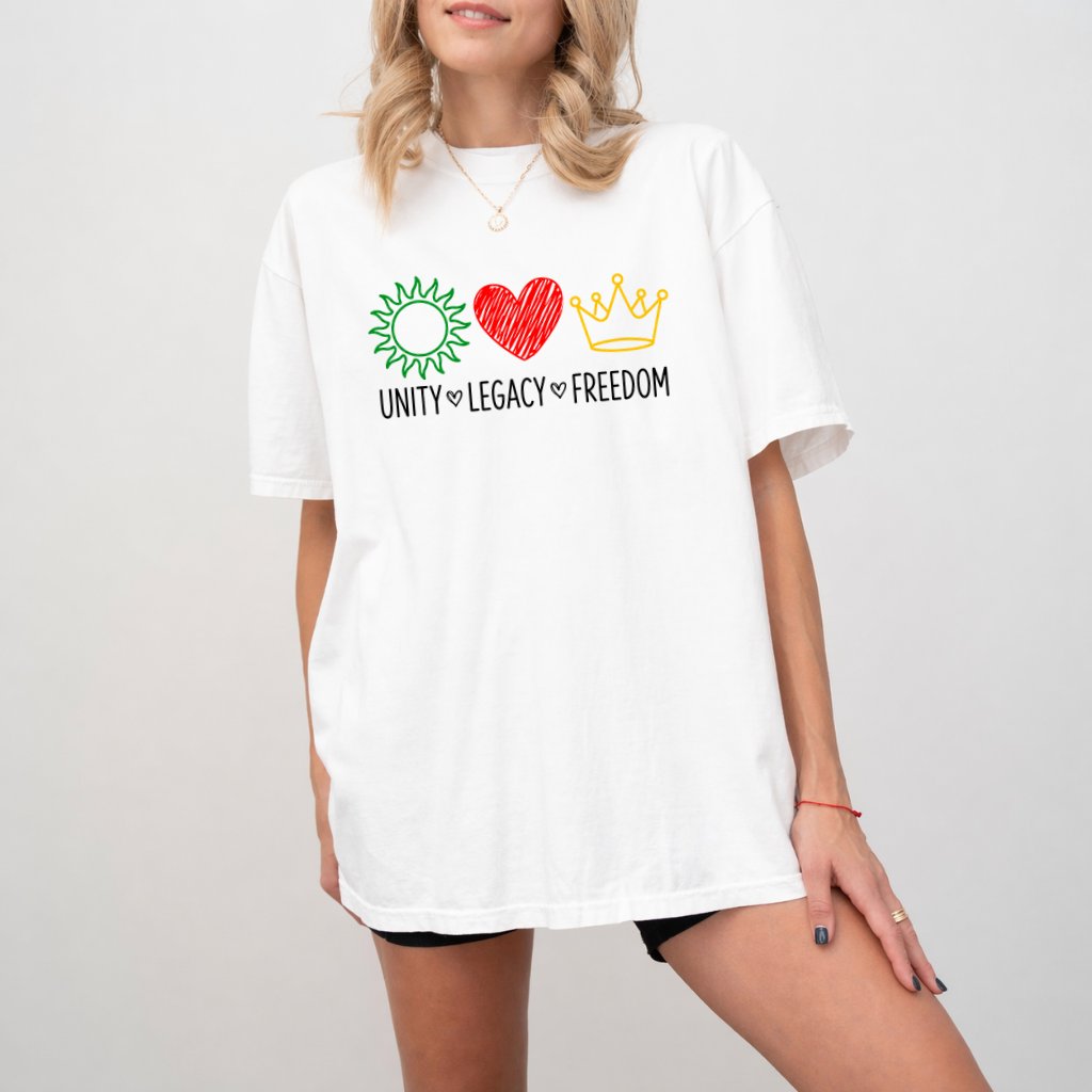 Comfort Colors Unity Legacy Freedom Shirt - Cute Juneteenth Gift for Her - detail view