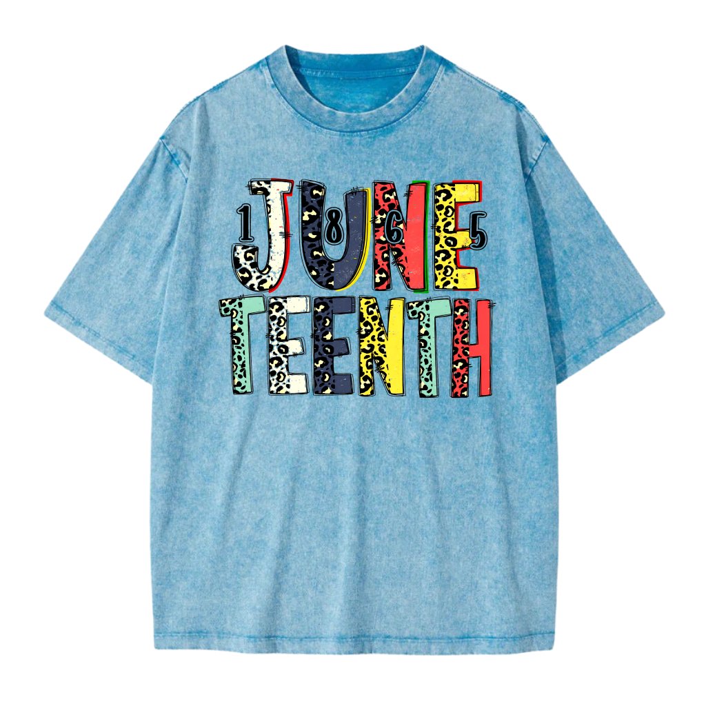 1865 Leopard Juneteenth Wash tee - Black History Juneteenth Gift for Her - front view