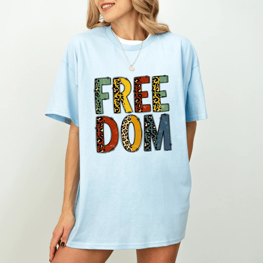 Leopard Freedom T-Shirt - Freedom Day Juneteenth Gift for Her - detail view