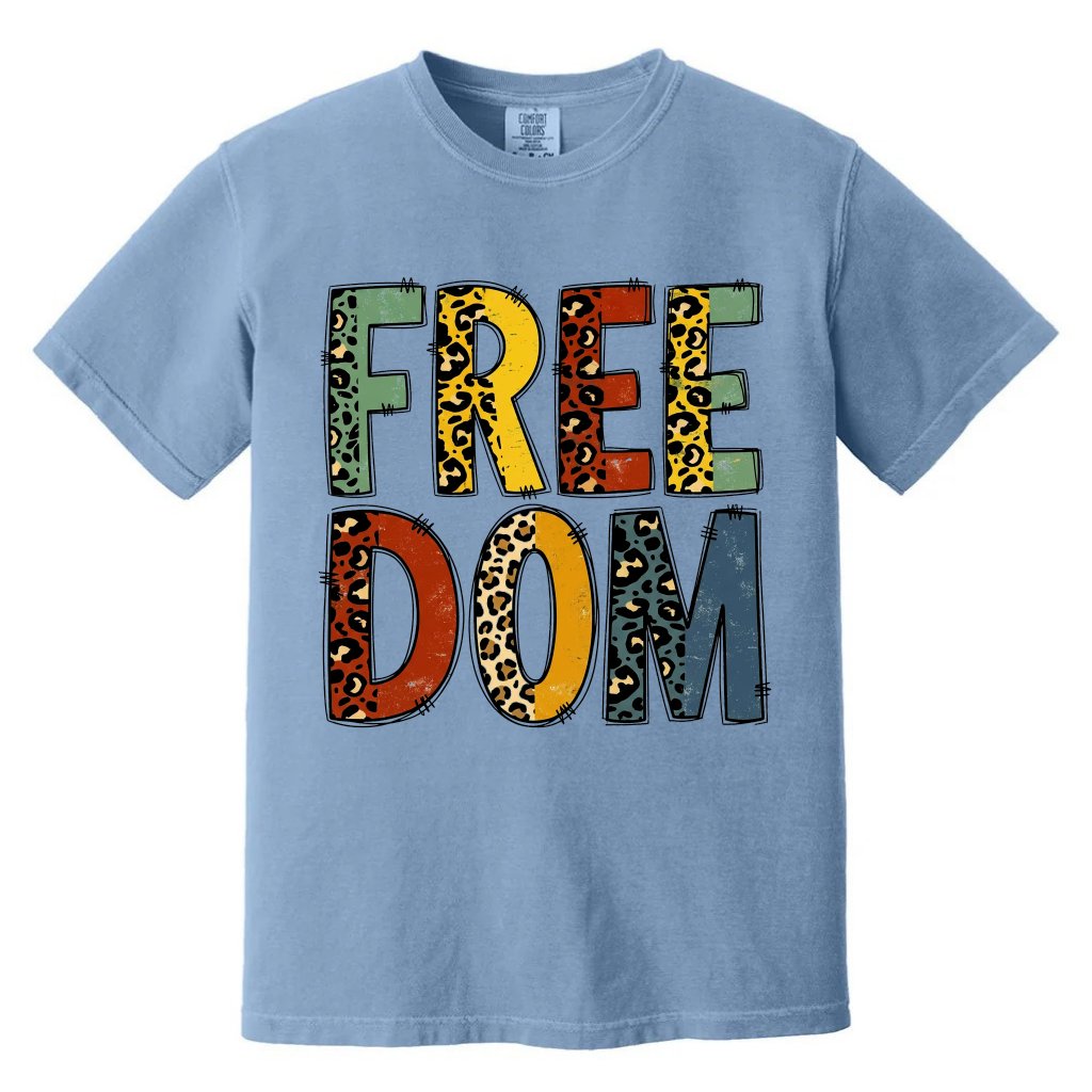 Comfort Colors Leopard Freedom Shirt - Freedom Day Juneteenth Gift for Her - front view