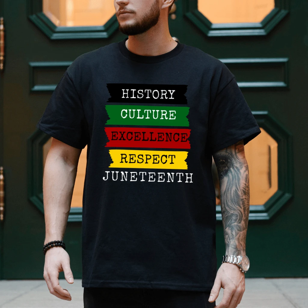 History Culture Excellence Respect T-Shirt - Juneteenth 1865 Gift for Him & Her - detail view