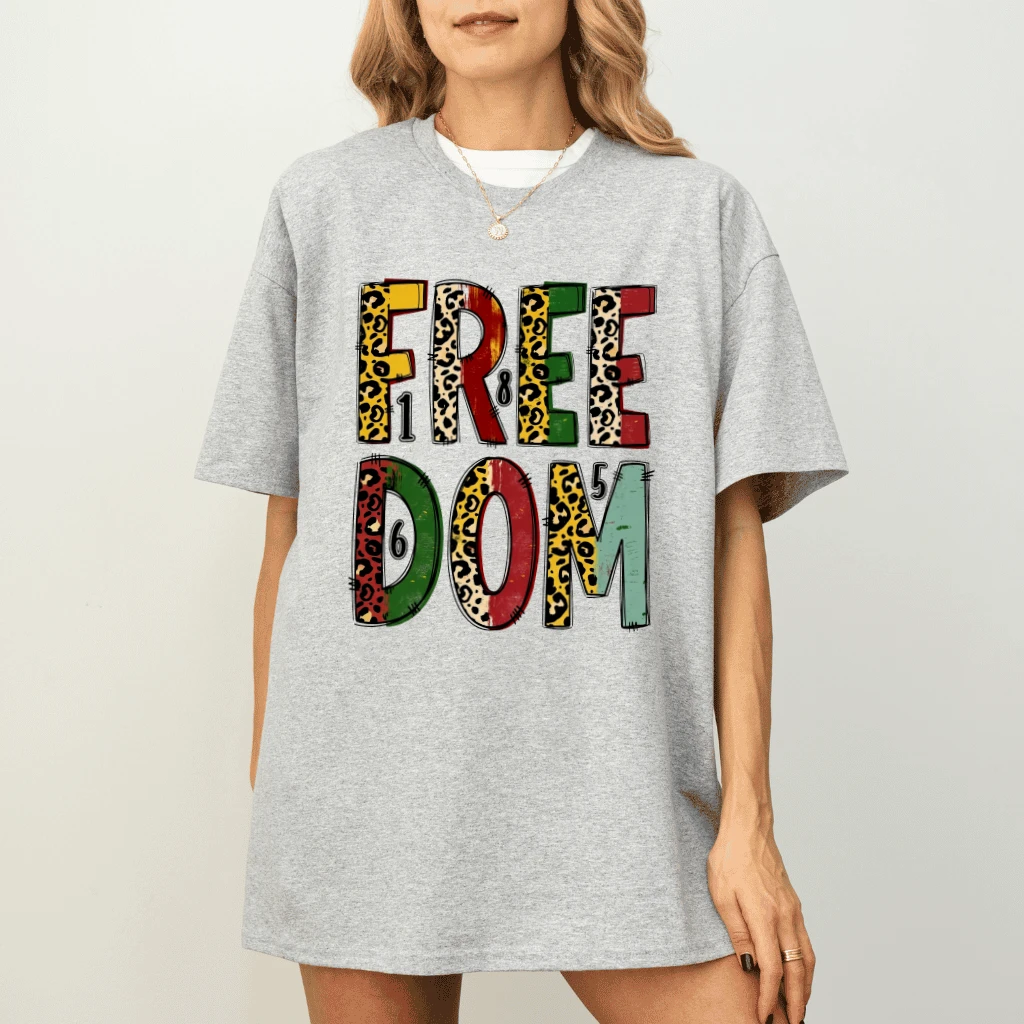 Leopard 1865 Freedom T-Shirt - African American Pride Gift for Her - detail view
