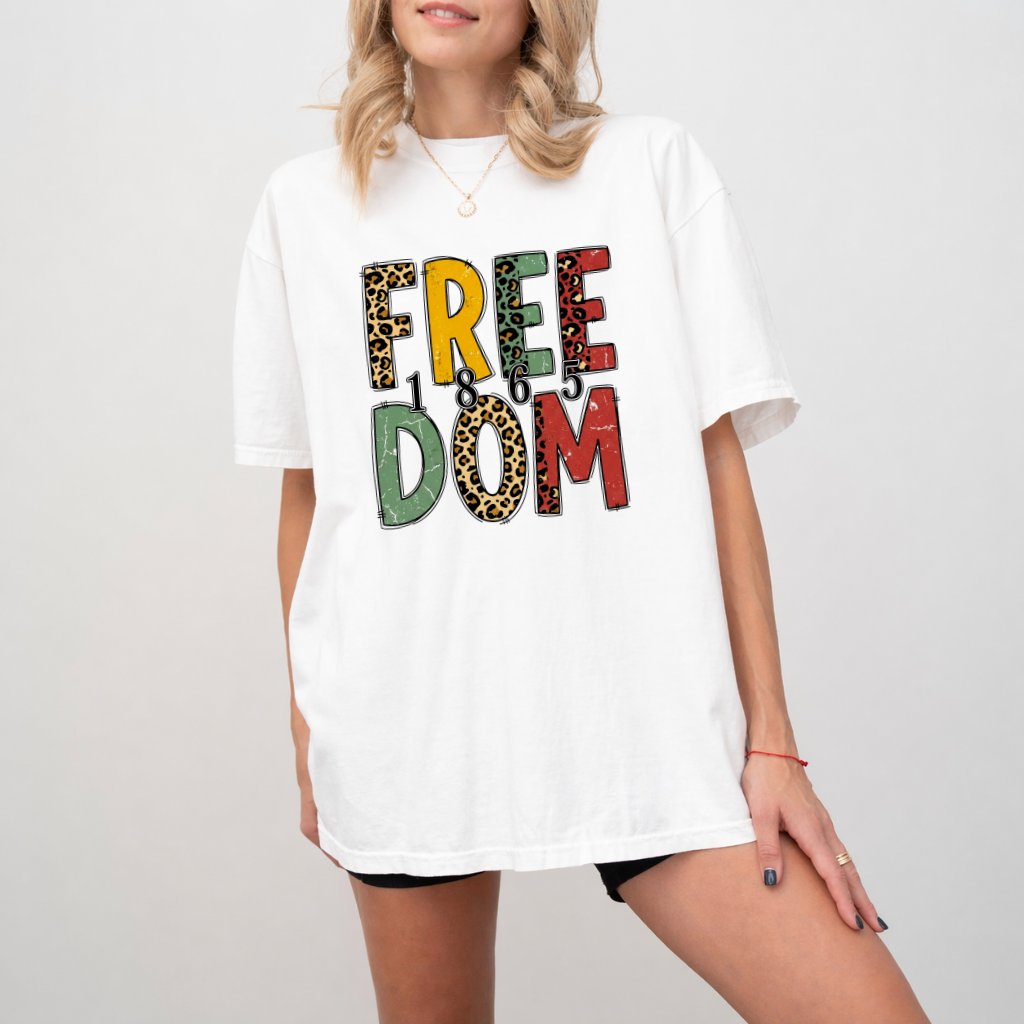 Comfort Colors Retro Leopard 1865 Freedom Day Shirt - Cute Juneteenth Gift for women - back view
