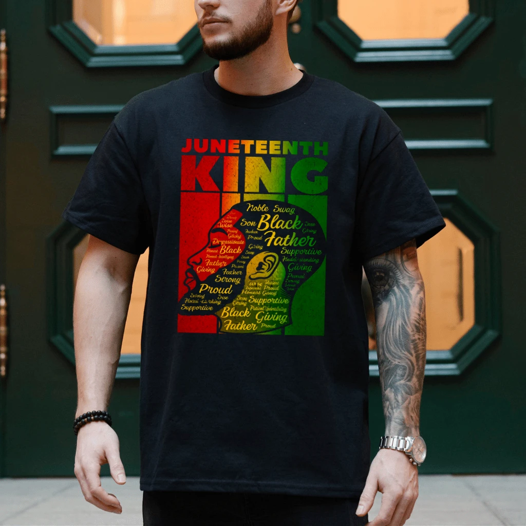 Juneteenth Melanin King T-Shirt - Juneteenth Black Father Gift for Dad - back view