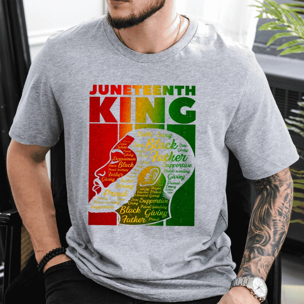 Juneteenth Melanin King T-Shirt - Juneteenth Black Father Gift for Dad - detail view