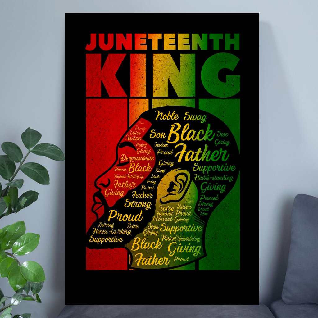 Juneteenth Melanin King Poster Wall Art - Juneteenth Black Father Gift for Dad & Home Decor - front view