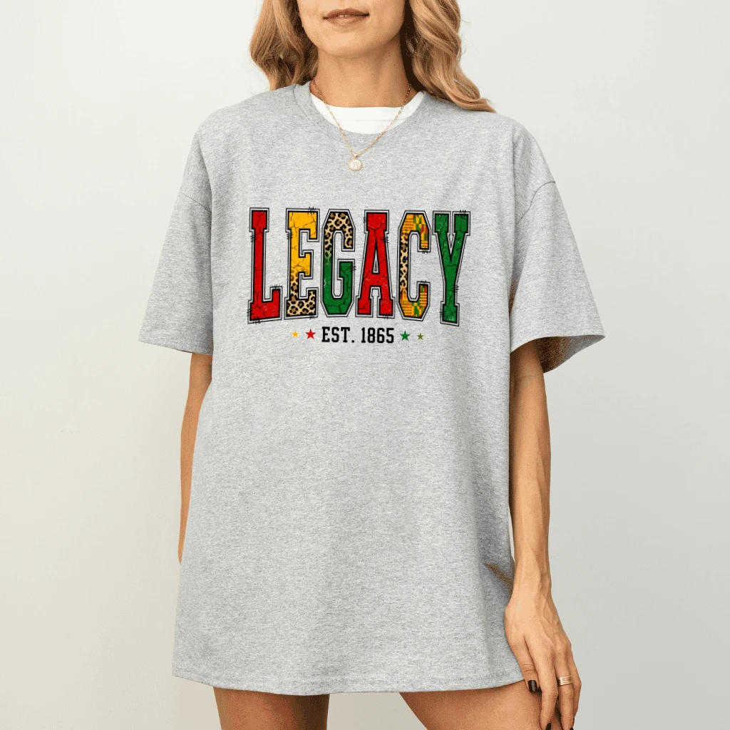 Leopard Legacy 1865 Juneteenth T-Shirt - African American Culture Gift for Him & Her - detail view