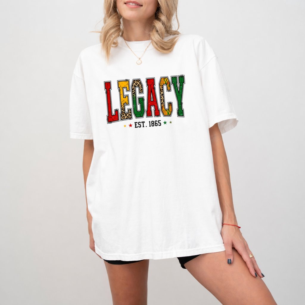Comfort Colors Leopard Legacy 1865 Juneteenth Shirt - African American Culture Gift for Him & Her - back view