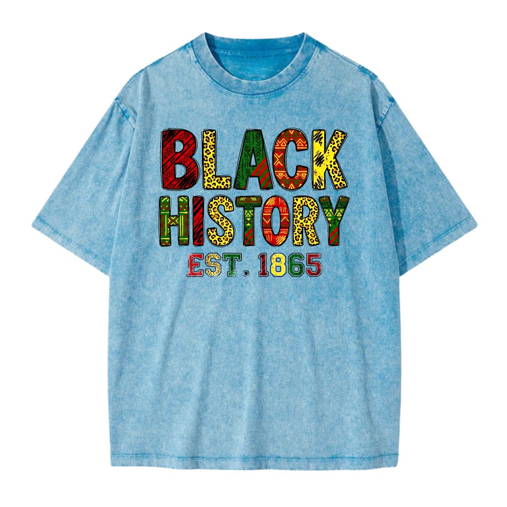 African Culture Black History 1865 Wash tee - Juneteenth Gift for Her - front view