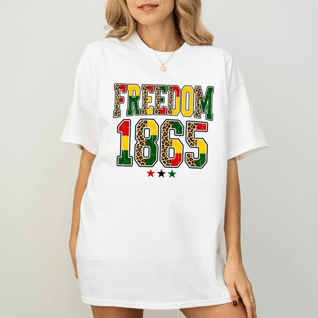 Retro Leopard Freedom 1865 T-Shirt - Ideal Juneteenth Gift for Him & Her - back view