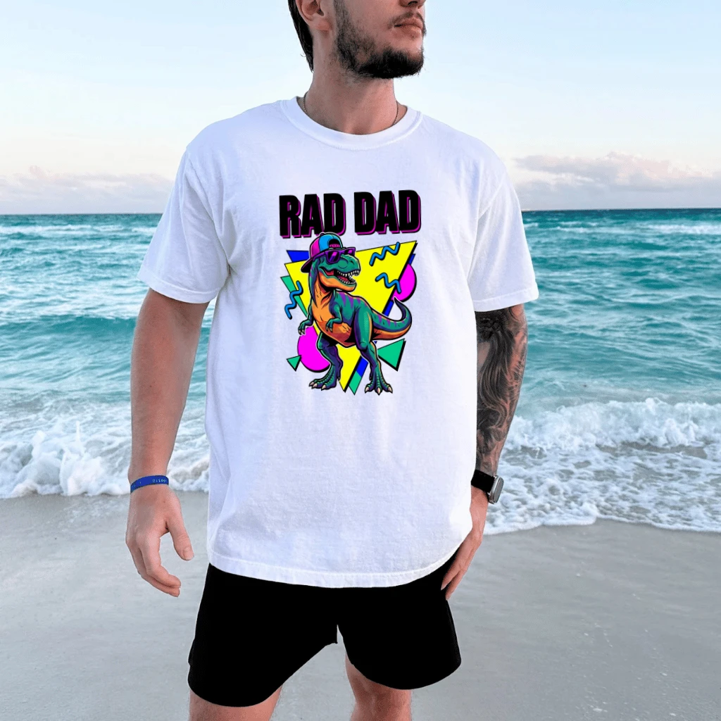 Hip Hop Daddy Dinosaur T-Shirt - Funny Father's Day Gift for Him - detail view