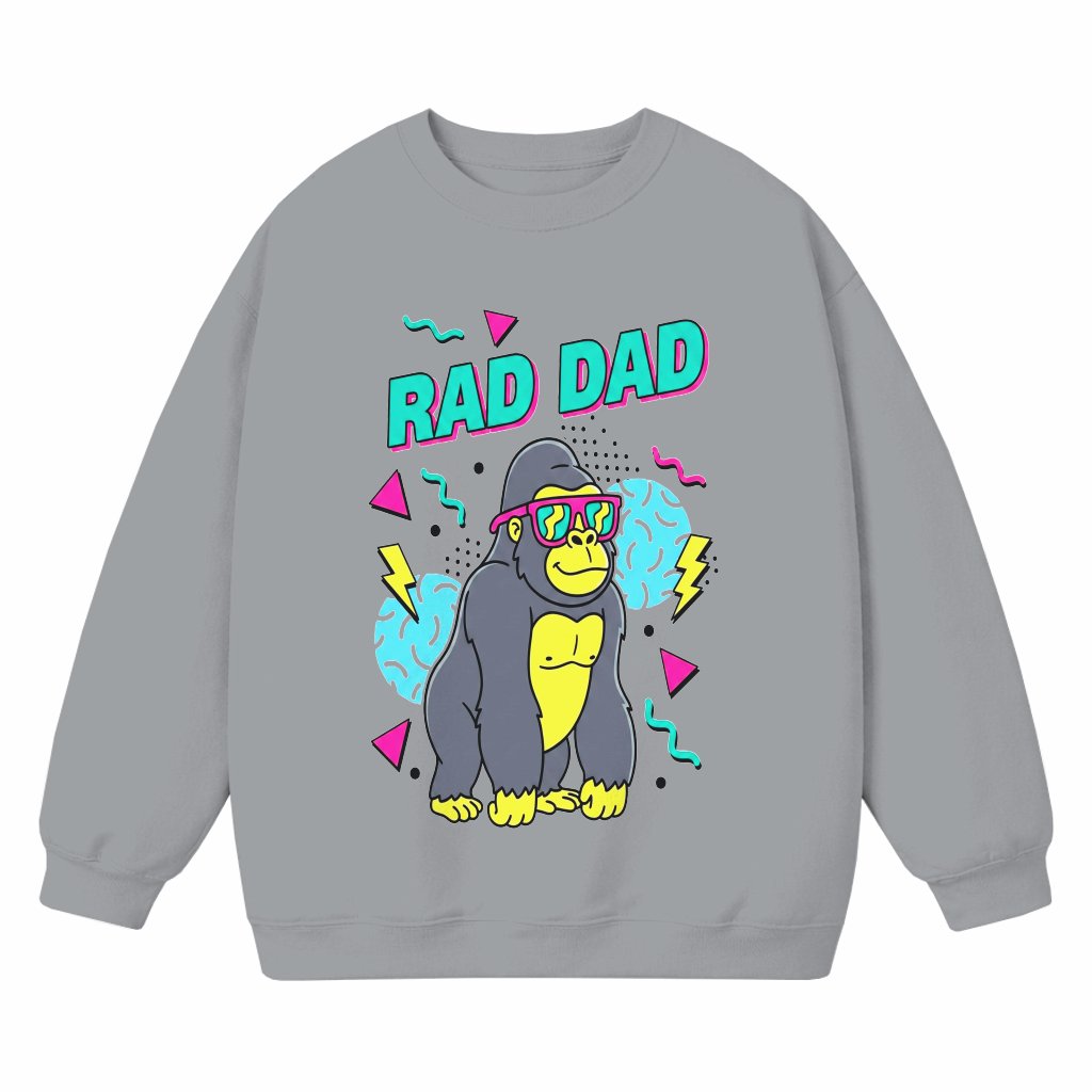 Cool Dad Gorilla Sweatshirt - Funny 80s Retro Neon Dad Shirt - Fathers Day Gift for Him - front view