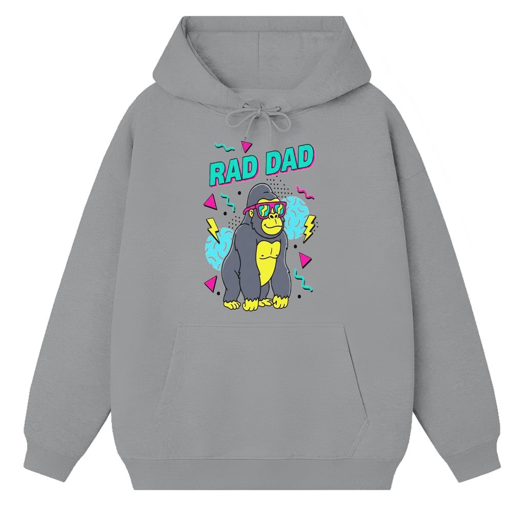 Cool Dad Gorilla Hoodie - Funny 80s Retro Neon Dad Shirt - Fathers Day Gift for Him - front view