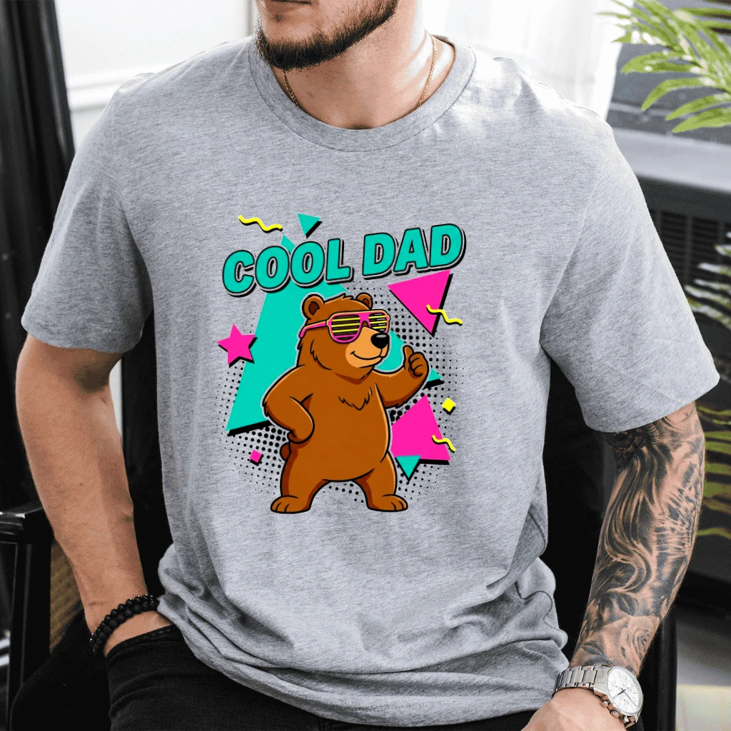 Retro Cool Dad Bear T-Shirt - Funny Sunglasses Bear Gift for Fathers - back view