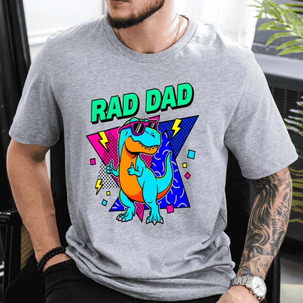 Funny T-Rex 80s Dad Dinosaur T-Shirt - Father's Day Gift for Dinosaur Lovers - back view
